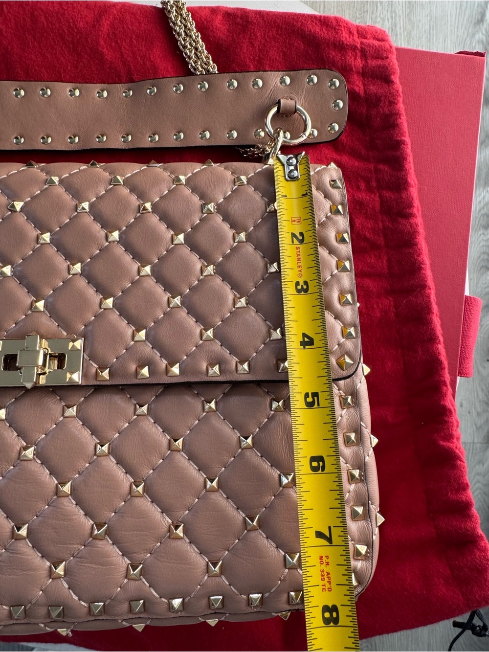 Valentino Nappa Quilted Rockstud Shoulder Bag with Gold Hardware - Picture 13 of 15